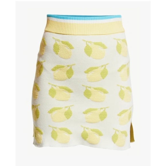 SOLID & STRIPED Lemon Print Cotton Rosie Mini Knit Skirt Size M - Picture 1 of 9